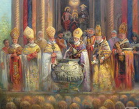  Всеармянский Католикос Вазген освящает мюрон в Эчмиадзине